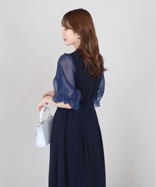 PREFERIR(プレフェリール)の「オーガンジーバルーンスリーブオケージョンドレス(S,M,L,XL)(ドレス・レディース・ブラック/ネイビー・SMALL/MEDIUM/LARGE/X-LARGE)」の16枚目の写真