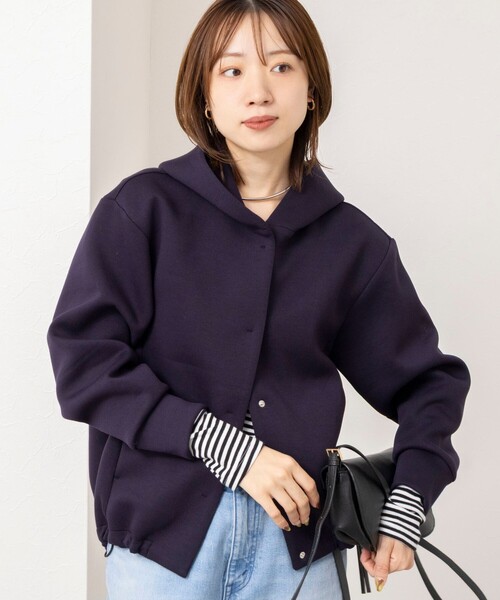 NOLLEY’S(ノーリーズ)の「ウォッシャブルダンボールフーディーブルゾン(ブルゾン・レディース・ライトグレー/ネイビー・38)」の8枚目の写真