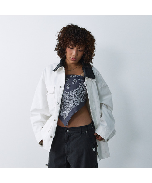 NIGHTWORKDEPT(ナイトワークデプト)の「NWD 90S Work Ranch jacket(デニムジャケット・レディース・ブラック/アイボリー・SMALL)」の1枚目の写真