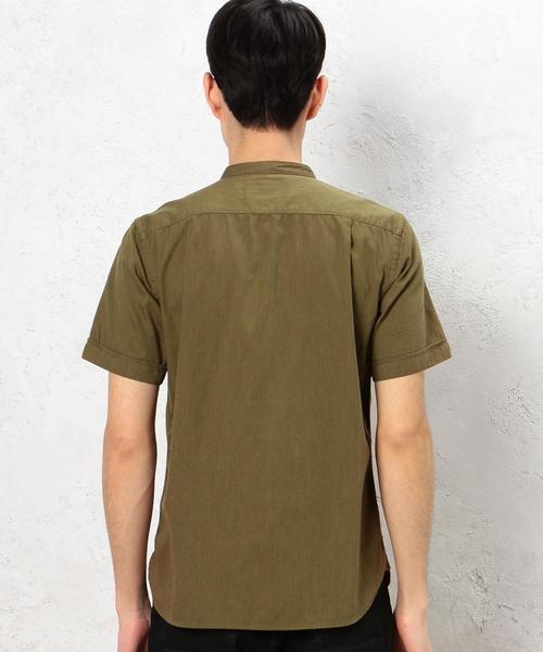 green label relaxing（グリーンレーベルリラクシング）の「[ジュニュインガーメント] BC GENUIN GARMENT C/CHAM MIL バンドカラーシャツ◆（シャツ/ブラウス・メンズ・ホワイト/オリーブ・MEDIUM/SMALL/LARGE）」の10枚目の写真