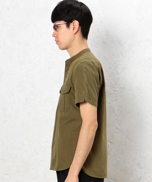 green label relaxing（グリーンレーベルリラクシング）の「[ジュニュインガーメント] BC GENUIN GARMENT C/CHAM MIL バンドカラーシャツ◆（シャツ/ブラウス・メンズ・ホワイト/オリーブ・MEDIUM/SMALL/LARGE）」の12枚目の写真