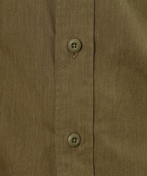 green label relaxing（グリーンレーベルリラクシング）の「[ジュニュインガーメント] BC GENUIN GARMENT C/CHAM MIL バンドカラーシャツ◆（シャツ/ブラウス・メンズ・ホワイト/オリーブ・MEDIUM/SMALL/LARGE）」の7枚目の写真