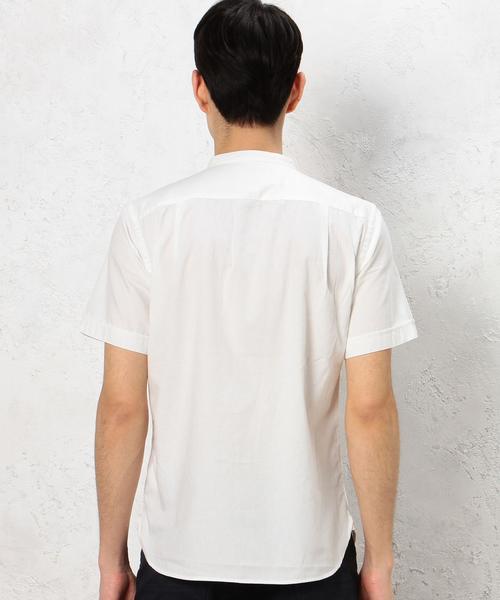 green label relaxing（グリーンレーベルリラクシング）の「[ジュニュインガーメント] BC GENUIN GARMENT C/CHAM MIL バンドカラーシャツ◆（シャツ/ブラウス・メンズ・ホワイト/オリーブ・MEDIUM/SMALL/LARGE）」の9枚目の写真