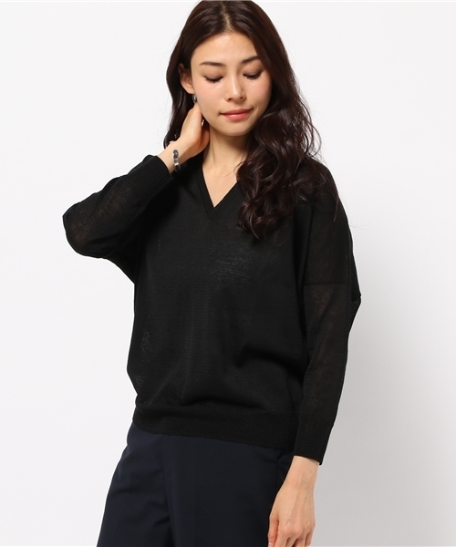 FIGARO Paris(フィガロパリ)の「Li/E Vネック プルオーバー◆(ニット/セーター・レディース・ベージュ/ブルー系その他/ブラック/ホワイト・FREE)」の6枚目の写真