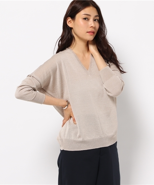 FIGARO Paris(フィガロパリ)の「Li/E Vネック プルオーバー◆(ニット/セーター・レディース・ベージュ/ブルー系その他/ブラック/ホワイト・FREE)」の7枚目の写真