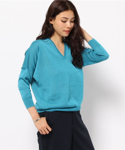 FIGARO Paris(フィガロパリ)の「Li/E Vネック プルオーバー◆(ニット/セーター・レディース・ベージュ/ブルー系その他/ブラック/ホワイト・FREE)」の8枚目の写真