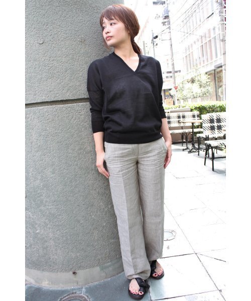 FIGARO Paris(フィガロパリ)の「Li/E Vネック プルオーバー◆(ニット/セーター・レディース・ベージュ/ブルー系その他/ブラック/ホワイト・FREE)」の21枚目の写真