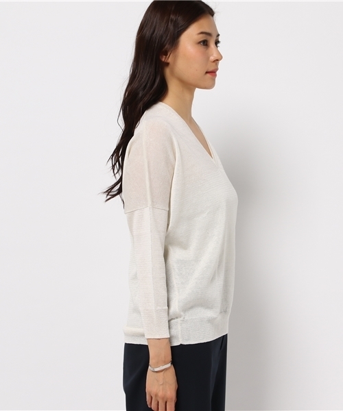FIGARO Paris(フィガロパリ)の「Li/E Vネック プルオーバー◆(ニット/セーター・レディース・ベージュ/ブルー系その他/ブラック/ホワイト・FREE)」の14枚目の写真