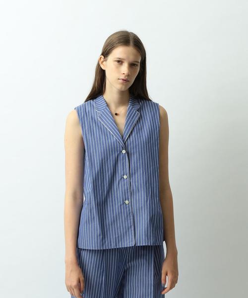 Steven Alan（スティーブンアラン）の「＜Steven Alan＞STRIPE CLOPPED PAJAMA SHIRT/ｼｬﾂ◆（シャツ/ブラウス・レディース・ブラウン/コバルトブルー・MEDIUM/SMALL）」の2枚目の写真