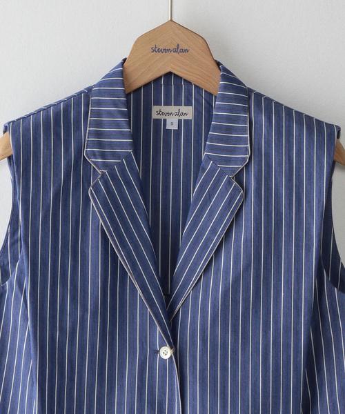 Steven Alan（スティーブンアラン）の「＜Steven Alan＞STRIPE CLOPPED PAJAMA SHIRT/ｼｬﾂ◆（シャツ/ブラウス・レディース・ブラウン/コバルトブルー・MEDIUM/SMALL）」の4枚目の写真