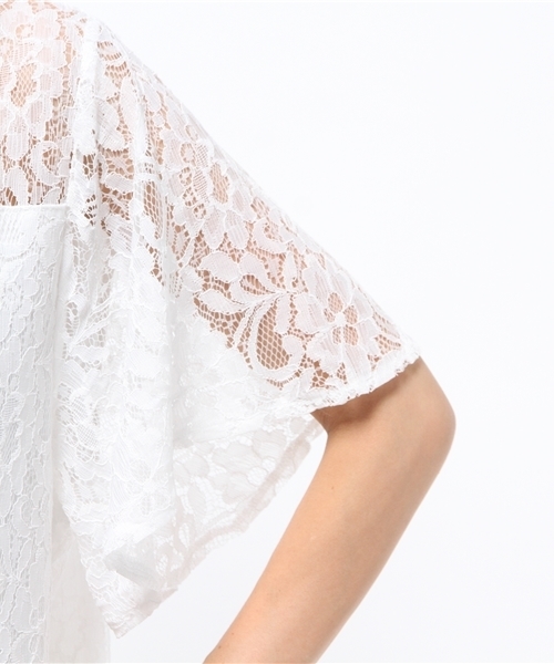 E hyphen world gallery（イーハイフンワールドギャラリー）の「袖フレアレースプルオーバー（Tシャツ/カットソー・レディース・ブラック/オフホワイト・FREE）」の7枚目の写真