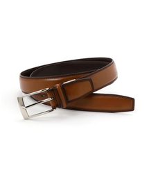 【カーブ仕様】アンティークレザー シルバーバックルベルト