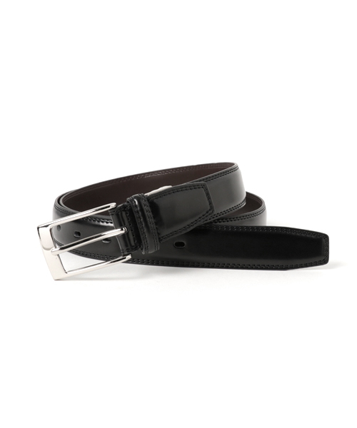 THE SUIT COMPANY（ザ・スーツカンパニー）の「【カーブ仕様】アンティークレザー シルバーバックルベルト（ベルト・メンズ・ブラック/チョコ/ライトブラウン/ワインレッド・FREE）」の2枚目の写真