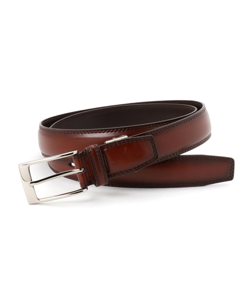 THE SUIT COMPANY（ザ・スーツカンパニー）の「【カーブ仕様】アンティークレザー シルバーバックルベルト（ベルト・メンズ・ブラック/チョコ/ライトブラウン/ワインレッド・FREE）」の4枚目の写真