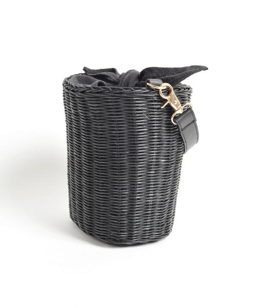 Khaju(カージュ)の「Khaju:ラタン2WAYバケットバッグ◇(かごバッグ・レディース・ベージュ/ブラック・ONE SIZE)」の4枚目の写真