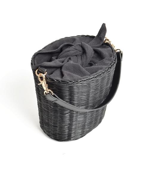 Khaju(カージュ)の「Khaju:ラタン2WAYバケットバッグ◇(かごバッグ・レディース・ベージュ/ブラック・ONE SIZE)」の9枚目の写真