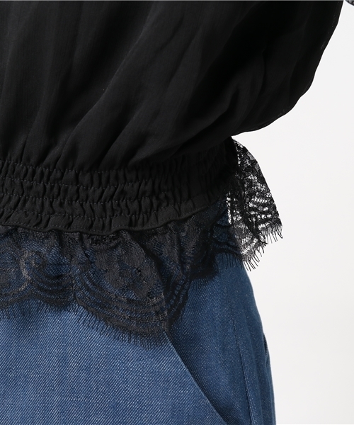 VENCEEXCHANGE(ヴァンスエクスチェンジ)の「レース配色スモッグ(Tシャツ/カットソー・レディース・ホワイト/ブラック・MEDIUM)」の8枚目の写真