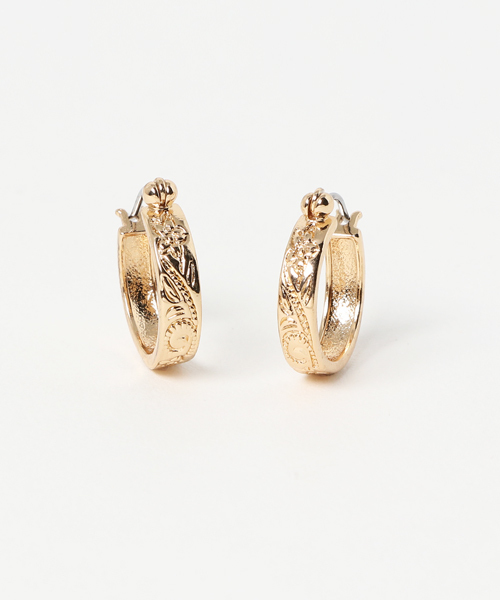 Kahiko(カヒコ)の「【Kahiko】プルメリア&スクロール フラットフープピアス(ピアス(両耳用)・レディース・シルバー/ゴールド/ピンクゴールド・FREE)」の1枚目の写真