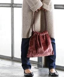 coen | 『リンネル』2017/11月号掲載】ベロアタッチ巾着バッグ(ハンドバッグ)