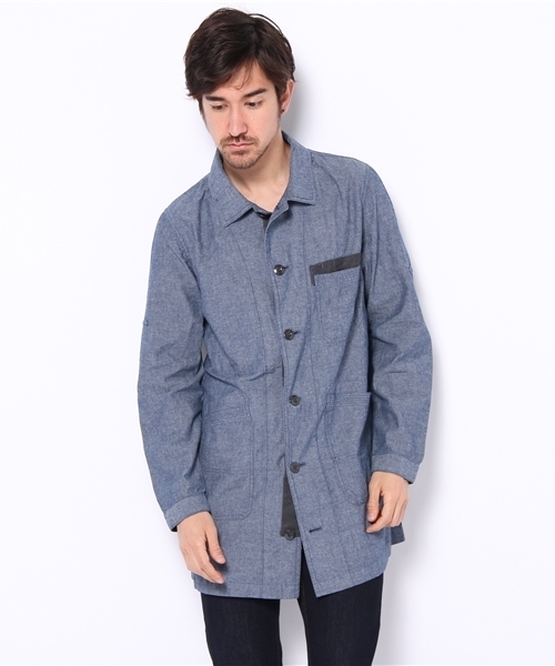 SHIPS JET BLUE（シップスジェットブルー）の「JB:ダンガリーショップコート（シャツ/ブラウス・メンズ・ネイビー/ベージュ・SMALL/MEDIUM）」の2枚目の写真