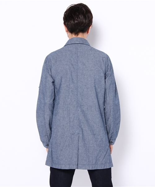 SHIPS JET BLUE（シップスジェットブルー）の「JB:ダンガリーショップコート（シャツ/ブラウス・メンズ・ネイビー/ベージュ・SMALL/MEDIUM）」の4枚目の写真