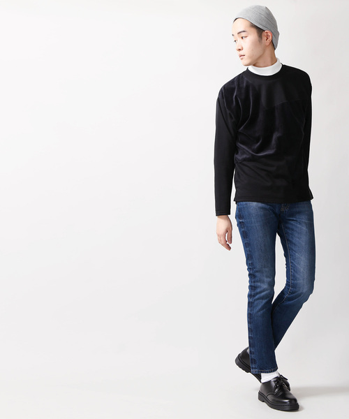 WEGO（ウィゴー）の「WEGO/ベロア切替プルオーバー（スウェット・メンズ・ブラック/ワイン/ネイビー・LARGE/MEDIUM/SMALL）」の6枚目の写真