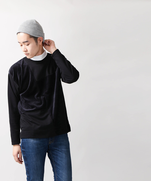 WEGO（ウィゴー）の「WEGO/ベロア切替プルオーバー（スウェット・メンズ・ブラック/ワイン/ネイビー・LARGE/MEDIUM/SMALL）」の14枚目の写真