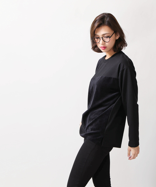 WEGO（ウィゴー）の「WEGO/ベロア切替プルオーバー（スウェット・メンズ・ブラック/ワイン/ネイビー・LARGE/MEDIUM/SMALL）」の8枚目の写真