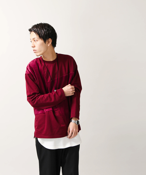 WEGO（ウィゴー）の「WEGO/ベロア切替プルオーバー（スウェット・メンズ・ブラック/ワイン/ネイビー・LARGE/MEDIUM/SMALL）」の22枚目の写真