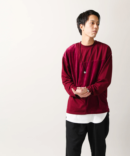 WEGO（ウィゴー）の「WEGO/ベロア切替プルオーバー（スウェット・メンズ・ブラック/ワイン/ネイビー・LARGE/MEDIUM/SMALL）」の21枚目の写真