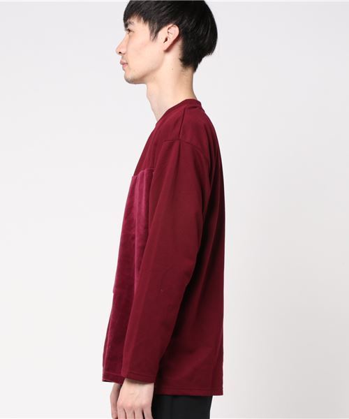 WEGO（ウィゴー）の「WEGO/ベロア切替プルオーバー（スウェット・メンズ・ブラック/ワイン/ネイビー・LARGE/MEDIUM/SMALL）」の4枚目の写真