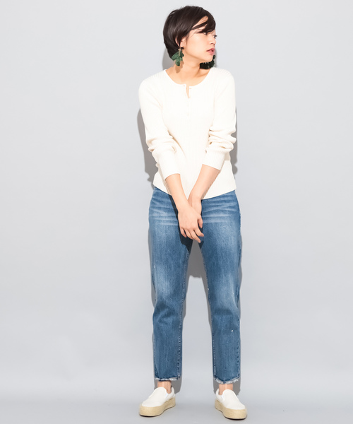 CIAOPANIC（チャオパニック）の「コットンシルクヘンリーネックプルオーバー（ニット/セーター・レディース・ブラック/レッド/ピンク/イエロー/グリーン/アイボリー・FREE）」の15枚目の写真