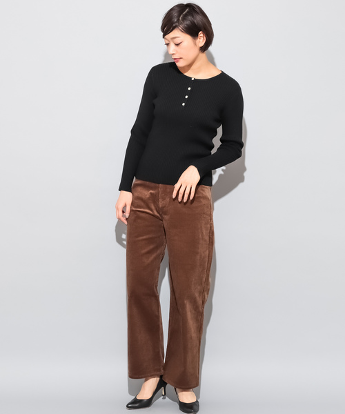 CIAOPANIC（チャオパニック）の「コットンシルクヘンリーネックプルオーバー（ニット/セーター・レディース・ブラック/レッド/ピンク/イエロー/グリーン/アイボリー・FREE）」の16枚目の写真