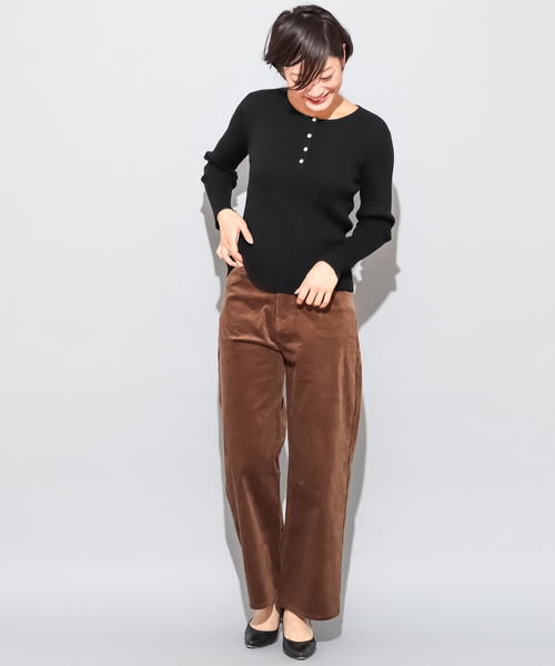 CIAOPANIC（チャオパニック）の「コットンシルクヘンリーネックプルオーバー（ニット/セーター・レディース・ブラック/レッド/ピンク/イエロー/グリーン/アイボリー・FREE）」の17枚目の写真