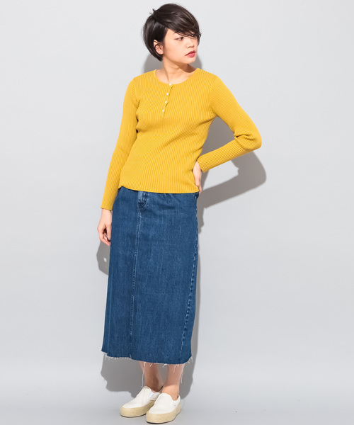 CIAOPANIC（チャオパニック）の「コットンシルクヘンリーネックプルオーバー（ニット/セーター・レディース・ブラック/レッド/ピンク/イエロー/グリーン/アイボリー・FREE）」の19枚目の写真