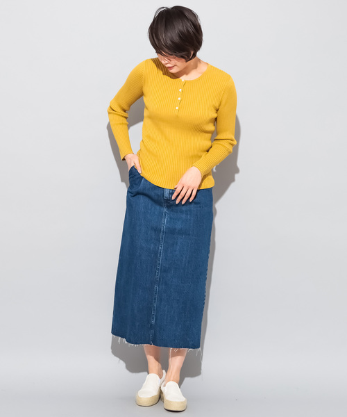 CIAOPANIC（チャオパニック）の「コットンシルクヘンリーネックプルオーバー（ニット/セーター・レディース・ブラック/レッド/ピンク/イエロー/グリーン/アイボリー・FREE）」の20枚目の写真