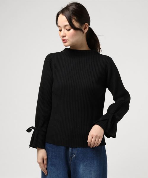 salle de bal（サルデバル）の「袖リボン リブ ボトルネックニット/リブセーター（ニット/セーター・レディース・イエロー/ブラック/グリーン・FREE）」の6枚目の写真