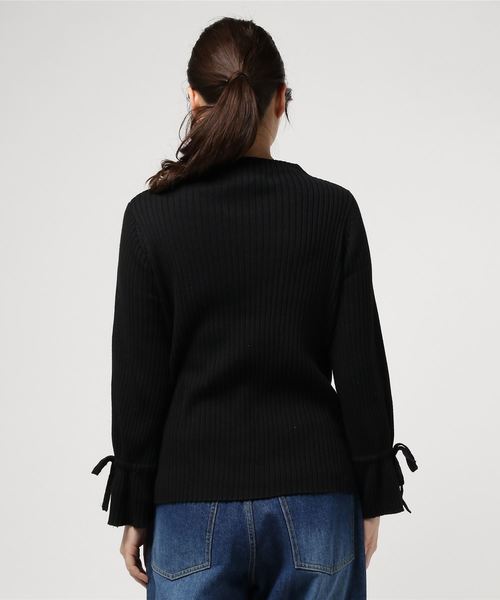 salle de bal（サルデバル）の「袖リボン リブ ボトルネックニット/リブセーター（ニット/セーター・レディース・イエロー/ブラック/グリーン・FREE）」の4枚目の写真