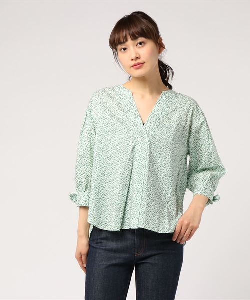 HELIOPOLE(エリオポール)の「LIBERTY 【Ramble】タナローンリボンカフスブラウス(シャツ/ブラウス・レディース・ブルー/グリーン・38)」の1枚目の写真