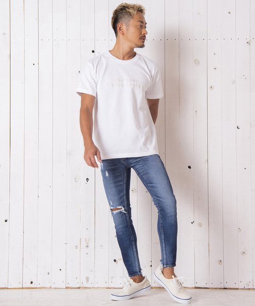 #Re:room（リルーム）の「ヴィンテージクラッシュカットスキニーデニム（デニムパンツ・メンズ・ダークブルー/ブルー・MEDIUM/LARGE）」の13枚目の写真