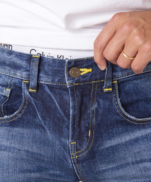 #Re:room（リルーム）の「ヴィンテージクラッシュカットスキニーデニム（デニムパンツ・メンズ・ダークブルー/ブルー・MEDIUM/LARGE）」の10枚目の写真