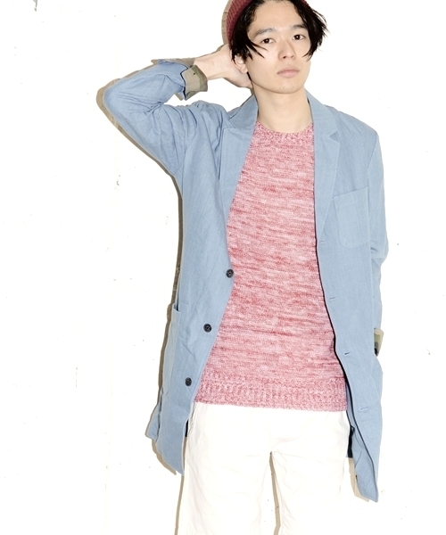 WEGO（ウィゴー）の「WEGO/ショップコート（ステンカラーコート・メンズ・ダークインディゴブルー/ライトインディゴブルー/その他1・MEDIUM/LARGE）」の2枚目の写真