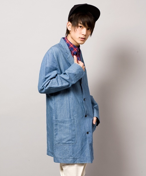 WEGO（ウィゴー）の「WEGO/ショップコート（ステンカラーコート・メンズ・ダークインディゴブルー/ライトインディゴブルー/その他1・MEDIUM/LARGE）」の16枚目の写真