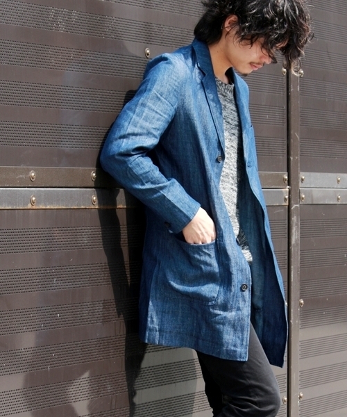 WEGO（ウィゴー）の「WEGO/ショップコート（ステンカラーコート・メンズ・ダークインディゴブルー/ライトインディゴブルー/その他1・MEDIUM/LARGE）」の13枚目の写真