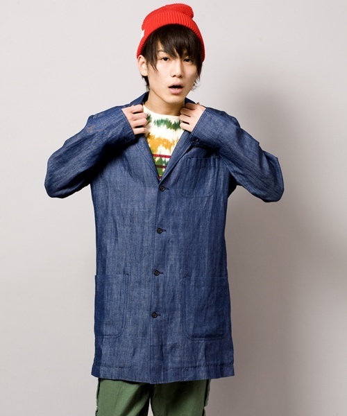 WEGO（ウィゴー）の「WEGO/ショップコート（ステンカラーコート・メンズ・ダークインディゴブルー/ライトインディゴブルー/その他1・MEDIUM/LARGE）」の15枚目の写真