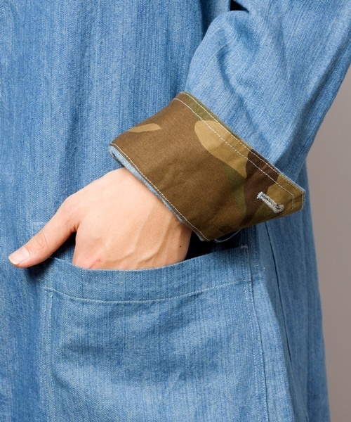 WEGO（ウィゴー）の「WEGO/ショップコート（ステンカラーコート・メンズ・ダークインディゴブルー/ライトインディゴブルー/その他1・MEDIUM/LARGE）」の8枚目の写真