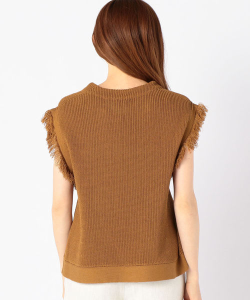 SHIPS（シップス）の「PrimaryNavyLabel:フリンジニット（ニット/セーター・レディース・ブラウン/オフホワイト・ONE SIZE）」の5枚目の写真