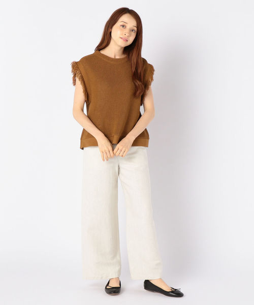 SHIPS（シップス）の「PrimaryNavyLabel:フリンジニット（ニット/セーター・レディース・ブラウン/オフホワイト・ONE SIZE）」の6枚目の写真