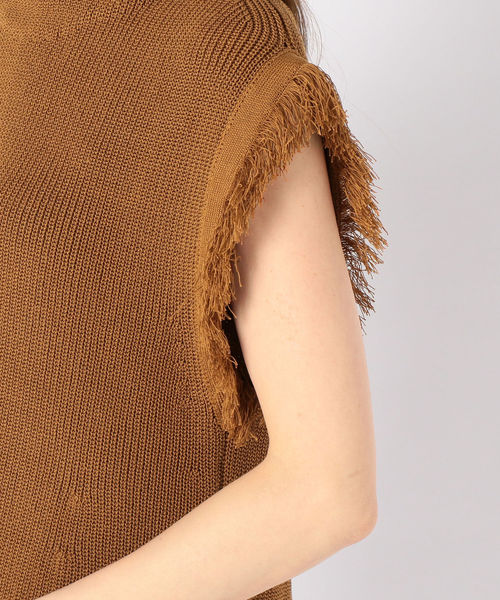 SHIPS（シップス）の「PrimaryNavyLabel:フリンジニット（ニット/セーター・レディース・ブラウン/オフホワイト・ONE SIZE）」の8枚目の写真