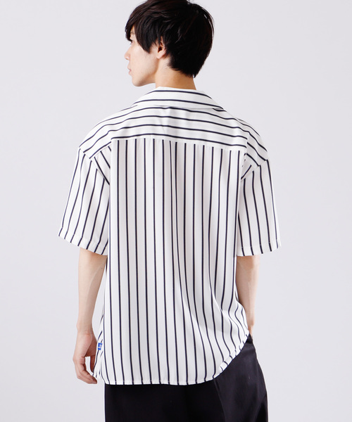 MONO-MART（モノマート）の「サテンストライプオープンカラーシャツ(1/2 sleeve)（シャツ/ブラウス・メンズ・ホワイト/ブラック/ネイビー・FREE）」の14枚目の写真